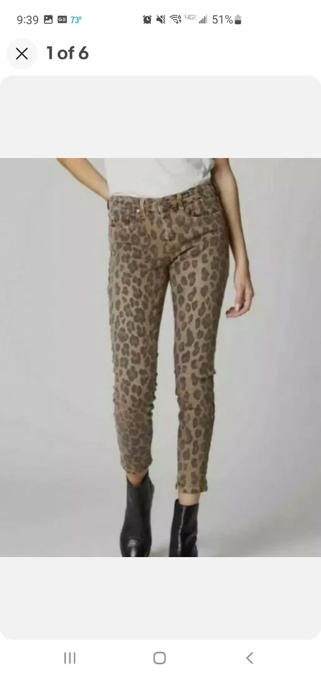 Blanknyc The Reade Crop 紧身豹纹牛仔裤 26 码