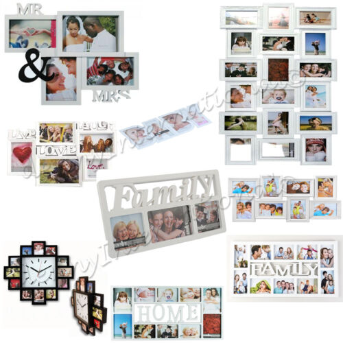 HOME DECOR MULTI PHOTO PICTURE WALL MOUNTED FRAMES GIFT SET MR & MRS FAMILY LOVE - Zdjęcie 1 z 9