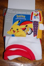 Boys Thermal Underwear Set POKEMON LONG JOHNS SHIRT PANTS Waffle Knit 8 10 12