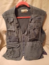 VTG Blue Utility Cotton Fishing Vest Vented Mesh Back Size Large