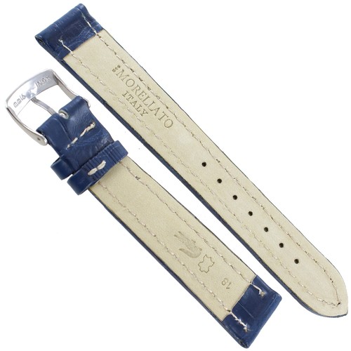 18mm Morellato Matte Navy Blue Genuine Alligator Padded Stitched Watch Band 2120 - Picture 4 of 4