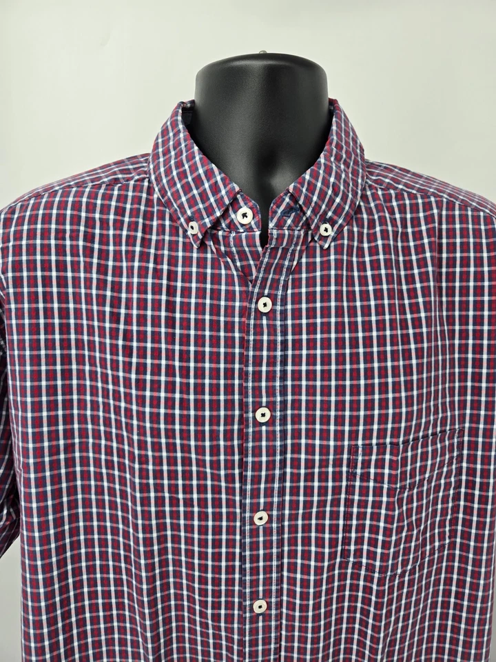 Beverly Hills поло клуб рубашка для взрослых 2XLB 2XB большой красный синий клетку на пуговицах мужчин - Изображение 3 из 4