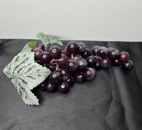 Faux Fake Purple Grape Cluster 7” Artificial Decorative Fruit Grapes Food Decor - Picture 1 of 15