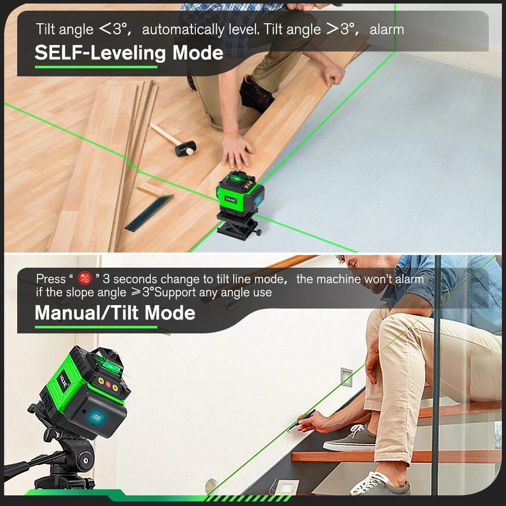 Laser Level 360° Self Leveling 16 Lines 4D Laser Level Measure Tool With Tripod