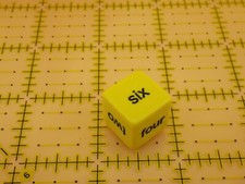 Opaque Yellow Word Die Dice with Words instead of numbers , 16mm, sold by EACH