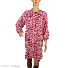 Anthropologie Maeve Pink White Button Up Long Sleeve Belted Shirt Dress Sz Small