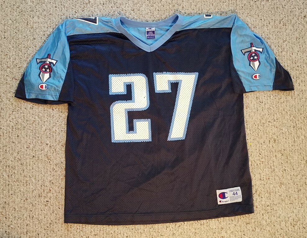 Vintage Eddie George #27 Tennessee Titans NFL Jersey sword