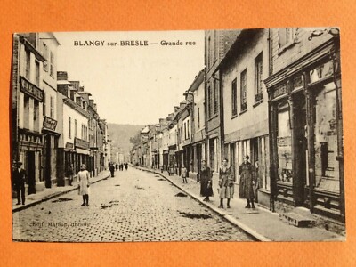 Antique 1930 BLANGY Postcard on BRESLE Seine Maritime LARGE STREET Animated