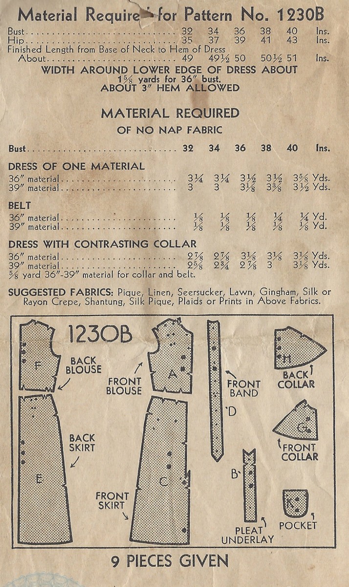 Patron De Couture Vintage Années 1930 - Robe B34 Simplicity, Neuf Non Découpé