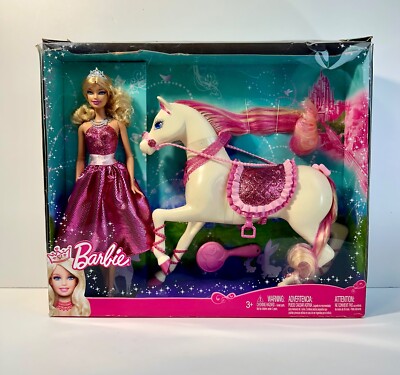 Barbie 7体 & 車　(セット売りのみ可) Princess Barbie Doll & Horse Set - 2010 By Mattel V7347 New