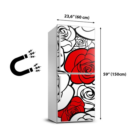 3D Refrigerator Kitchen Removable Sticker Living room Flowers Plant Roses - Picture 8 of 9