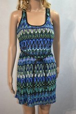 Women's Sleeveless Racerback Dress  Multi-Color  Small (4-6) Crochet Lined Boho