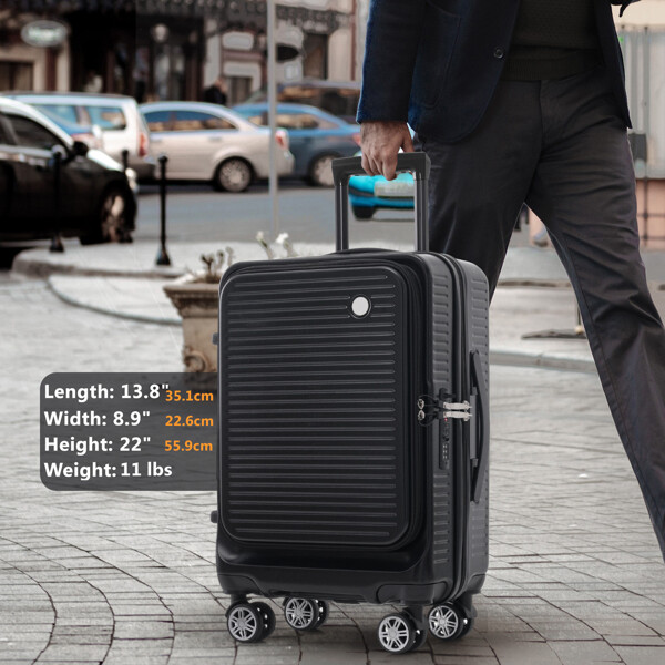 Carry-on Luggage 20 Inch Front Open Luggage Lightweight Suitcase with Front Pock-image