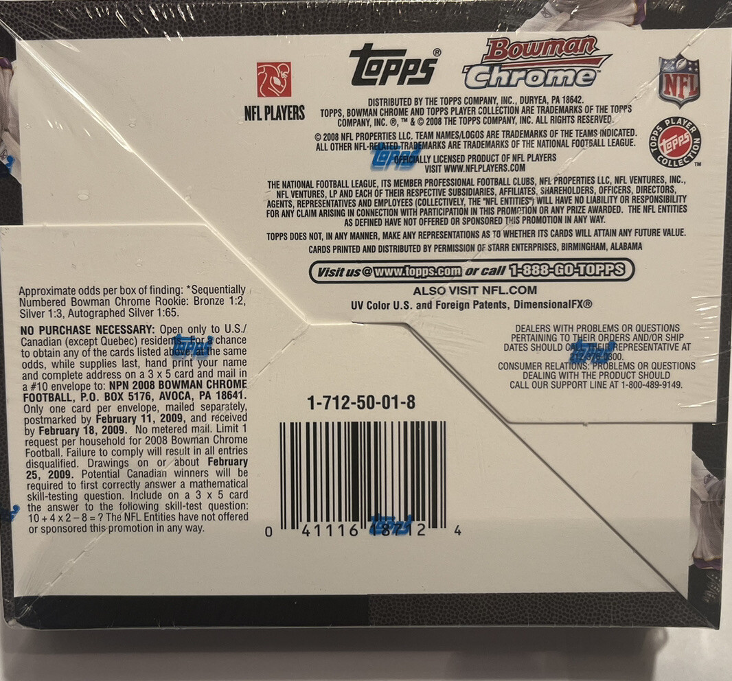 2008 Topps Bowman Chrome NFL Football Card Box eBay