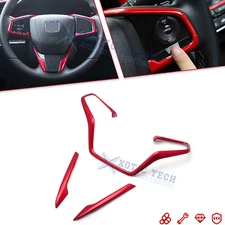 Red ABS Driver Side Control Overlay Cover Trim For Honda Civic 2016-21 CRV 17-22