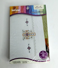 Religious Cross Set of 2 Stamped Pillowcases 20" x 30" Janlynn Embroidery Sealed