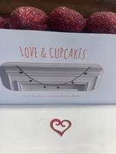 Love  Cupcakes VALENTINE'S RED BEADED HEARTS WOOD GARLAND NEW