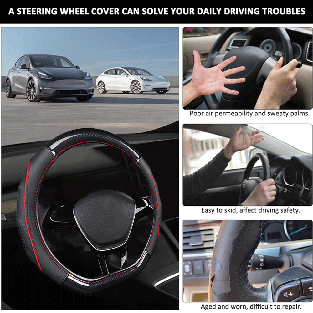 Leather Steering Wheel Cover For BYD Atto 3 2022 - Current | D-Shape 14.5-15inch