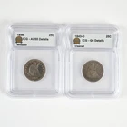 1843-O 25C G6 ICG Cleaned & 1856 25C AU55 ICG Whizzed Seated Liberty Quarter