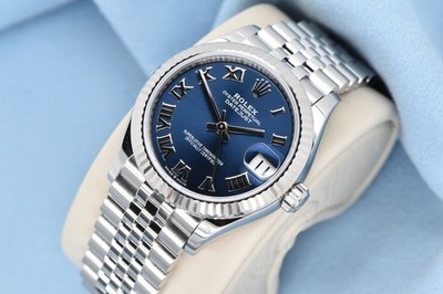 2023 Rolex Datejust 31 Midsize Fluted Blue Roman Dial Steel Jubilee 278274 Card