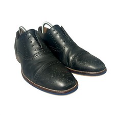 Johnston Murphy Dress Shoes Cap Toe Oxford Mens 9 Black Brogue Leather 20-8681