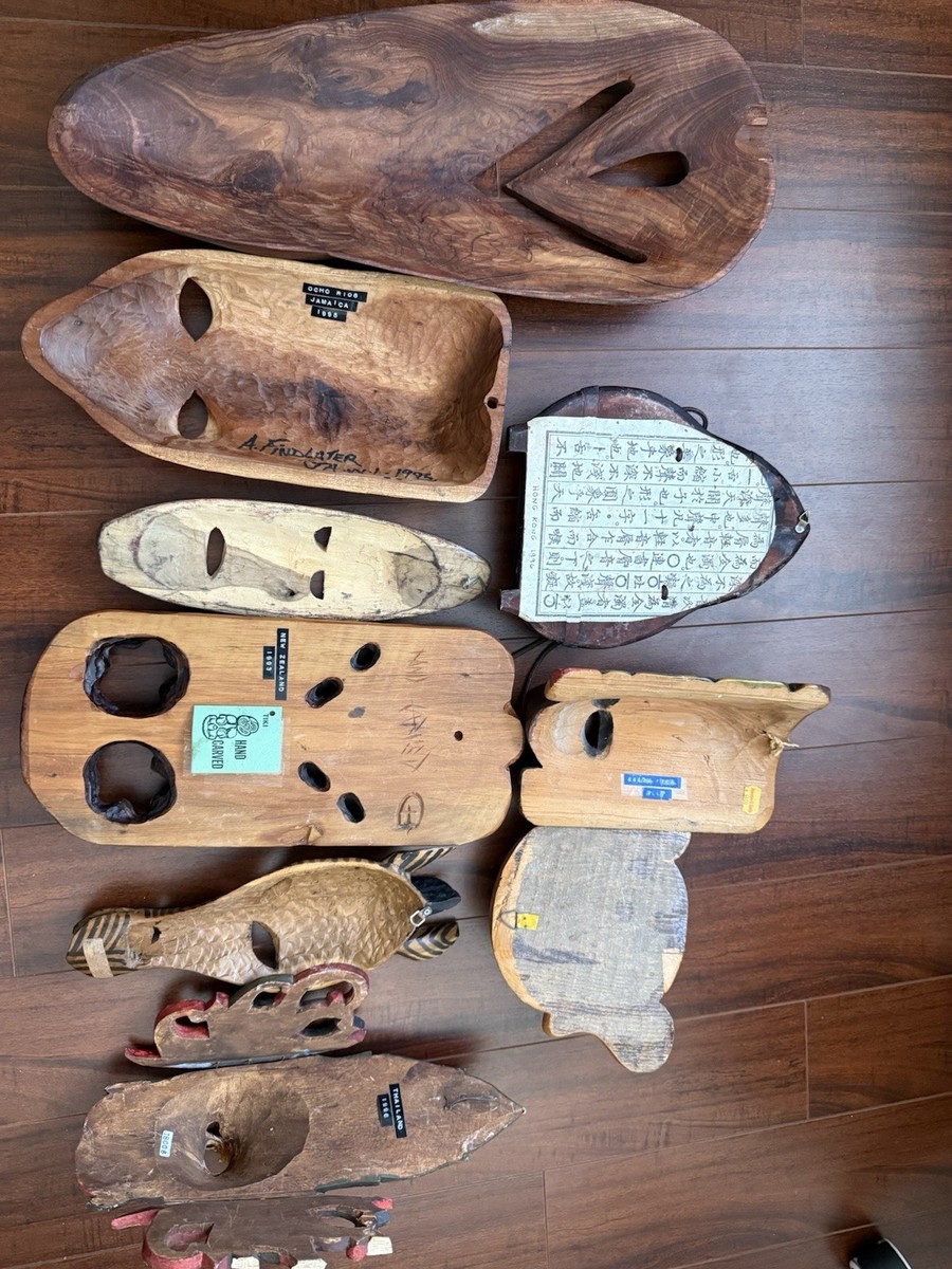 Vintage Global Hand-Carved Mask Collection – Set of 9 | eBay