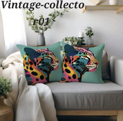 Abstract Leopard Cheetah CUSHION COVER Vibrant Colourful Room Decor 45 x45 Cm - Picture 5 of 6
