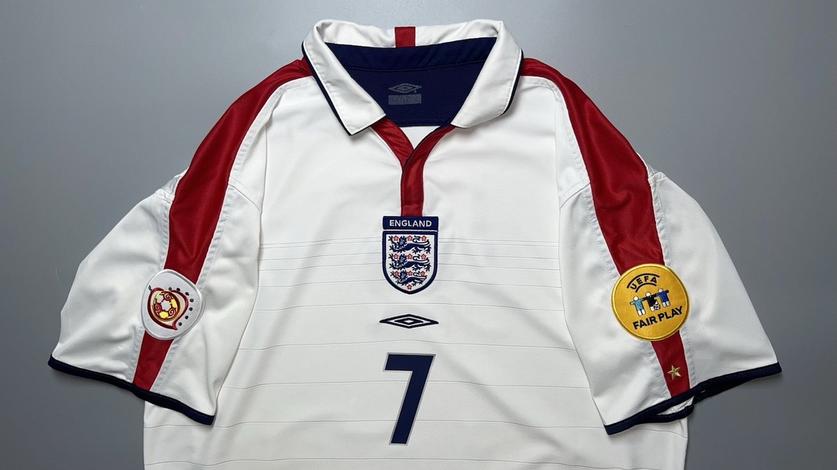 【★ベッカム】 2004年 イングランド代表 7 サッカー ゲームシャツ 2XL ENGLAND UMBRO 2004 EURO FOOTBALL SOCCER HOME JERSEY #7 DAVID