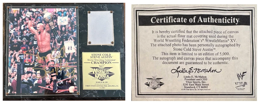 Stone Cold Steve Austin WWF Wrestling Original Autographed Items