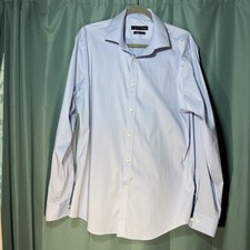 Tommy Hilfiger TH Flex Collar Athletic Fit Stretch Shirt 16.5 34/35 Blue