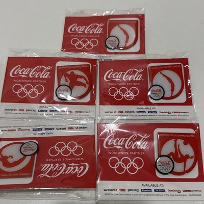 2012 Coca Cola Olympic Pins (Lot of 3) Gymnastics, Soccer, Diving and Hurdles