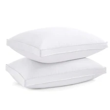 ® Goose Feather Down Pillows Standard Size Set of 2, 100% Cotton Cover, Luxur...