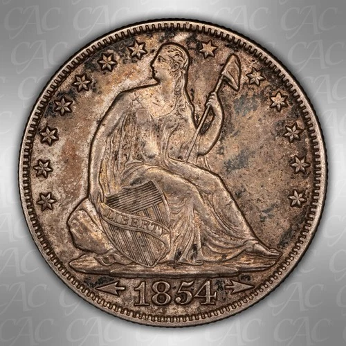 1854 O Arrows Seated Liberty Half Dollar XF45 CAC