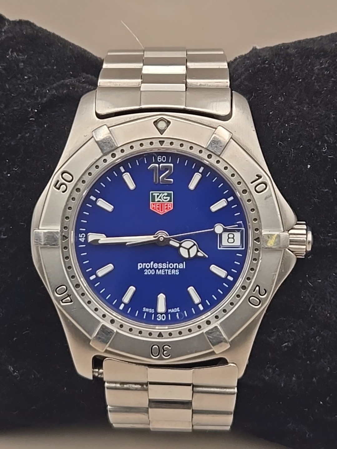 Swiss Date Watch 37mm Professional WK1113-0 Dial Heuer Tag Mens Quartz Blue - vintagewatches.pk