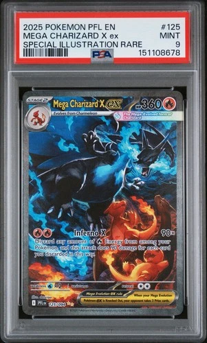 2025 POKEMON PFL SPECIAL ILLUSTRATION RARE #125 MEGA CHARIZARD X EX PSA 9