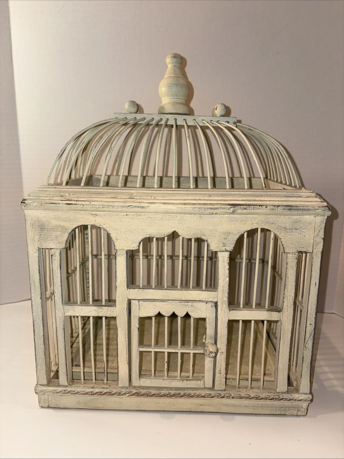 Vintage Wood Bird Cage Metal Wire Dome Victorian Style Bird House Biege 12”
Opens in a new window or