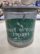 Vintage GREEN "Coast To Coast Stores" Early Galvanized Fishing Minnow Bucket