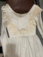 Vintage Alfred Angelo Edythe Vincent Bridal Gown 70s Bows Lace Scoop Neck Train