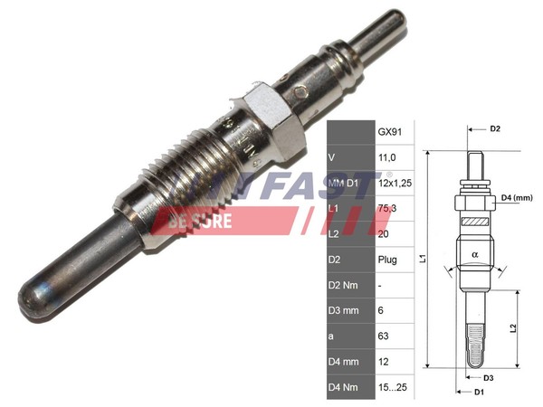GlüHkerze Elektr. Zuheizer Fast FT82728 FüR Doblo Punto Strada Fiat Palio Pick-image
