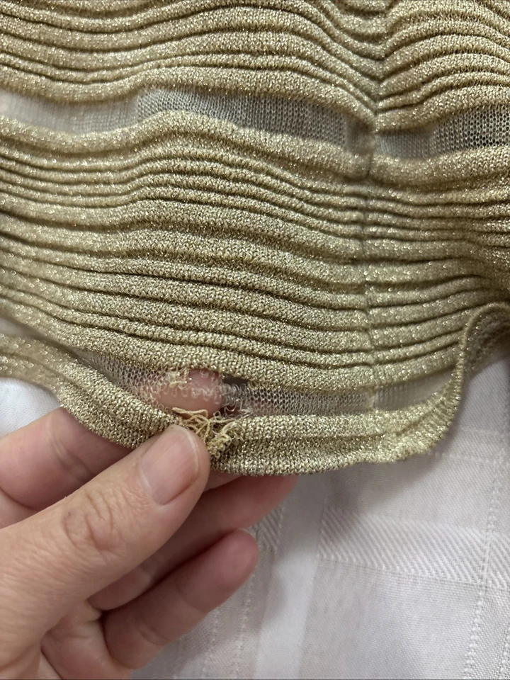 Herve Leger Paris Metallic Bandage Mesh Gold Spaghetti Strap Gown Size M - Image 2 of 4