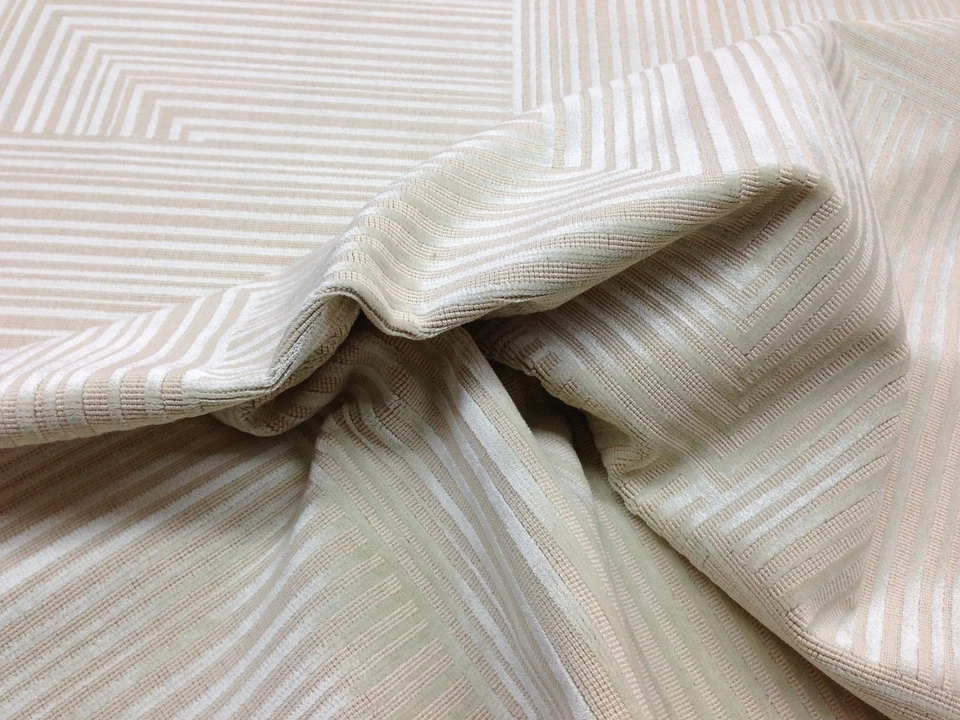 DONGHIA FABRIC JACKSON WILLOW WHITE STRIPE VELVET UPHOLSTERY FABRIC BY THE YARD - Image 3 of 4