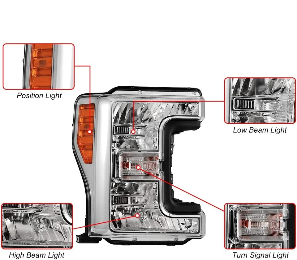 Par de faros para Ford f250 F350 F450 F550 Super Duty 2017 2018 2019 transparentes Foto 4 de 4