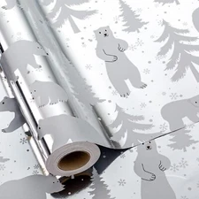 Foil Gift Wrapping paper Roll - 17 Inch X 33 Feet - Elegant Silver Christmas ...