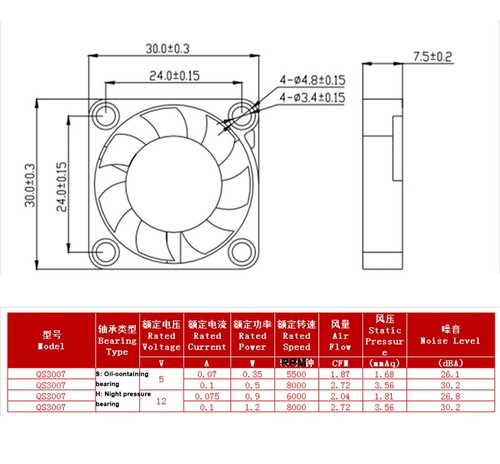 30x30x7mm 3007/3006 5V 12V Silent Brushless DC 2 Pin Cooling Fan Graphics card - 第 2/11 張圖片