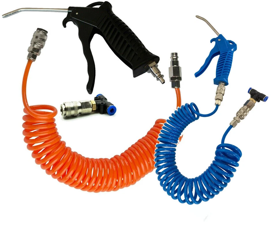 TUBO ARIA COMPRESSA FLESSIBILE PER COMPRESSORE 5 MT + PISTOLA SOFFIAGGIO - Immagine 2 di 4