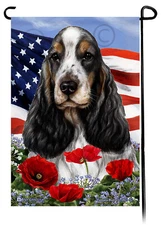 Patriotic Flowers Garden Flag - Tri English Cocker