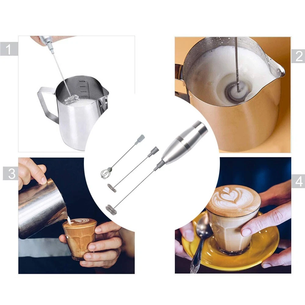 Milk Frother Handheld Double Spring Whisk Head Powerful Electric Spring 19000RPM