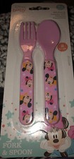 Disney Baby Minnie Mickey Mouse Pink Fork Spoon Set BPA Free Brand New