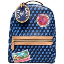 New! Estee Lauder  PVC Blue Diamond Print  Backpack Makeup  Bag