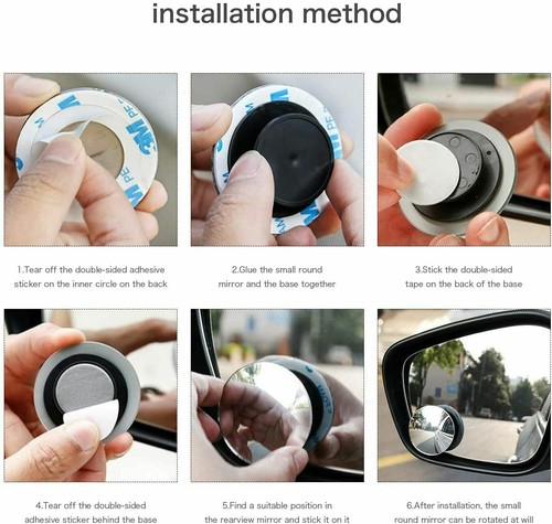 Specchio regolabile punto cieco auto per lato chiaro vetro HD ala posteriore vista esterna - Foto 4 di 9